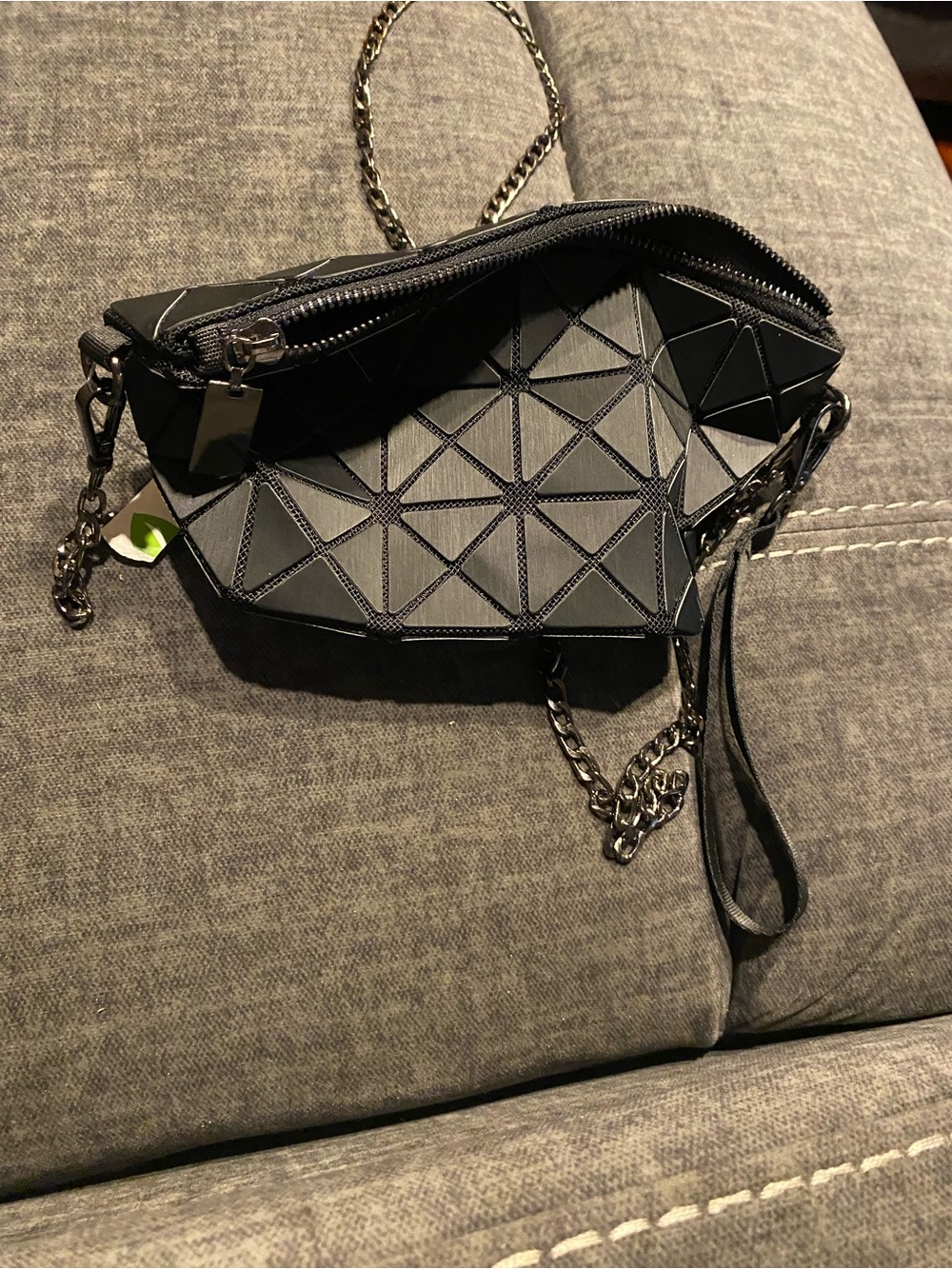 Contemporary Black Geometric Crossbody Bag